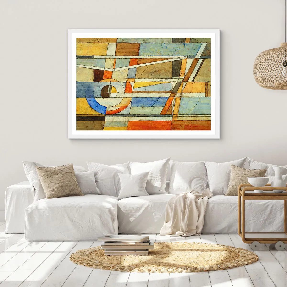 Poster in einem weißen Rahmen - Kubismus auf der Baustelle - 100x70 cm