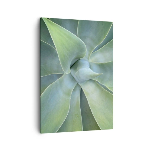 Bild auf Leinwand - Leinwandbild - Dezente Agavenblätter in Grüntönen - 50x70cm - Geburt des Grüns - Moderne Wanddekoration für Wohnzimmer und Schlafzimmer ARTTOR