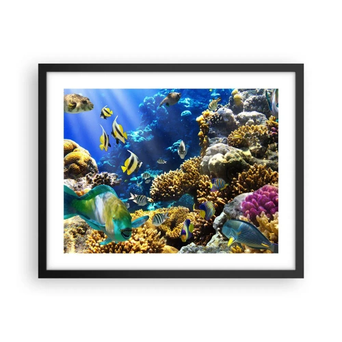 Poster in einem schwarzem Rahmen - Viel Verkehr auf dem Ferienweg - 50x40 cm