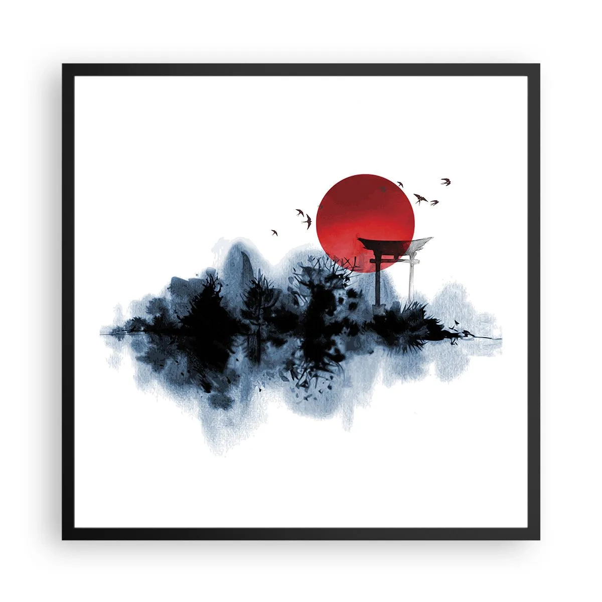 Poster in einem schwarzem Rahmen - Japanische Sicht - 60x60 cm