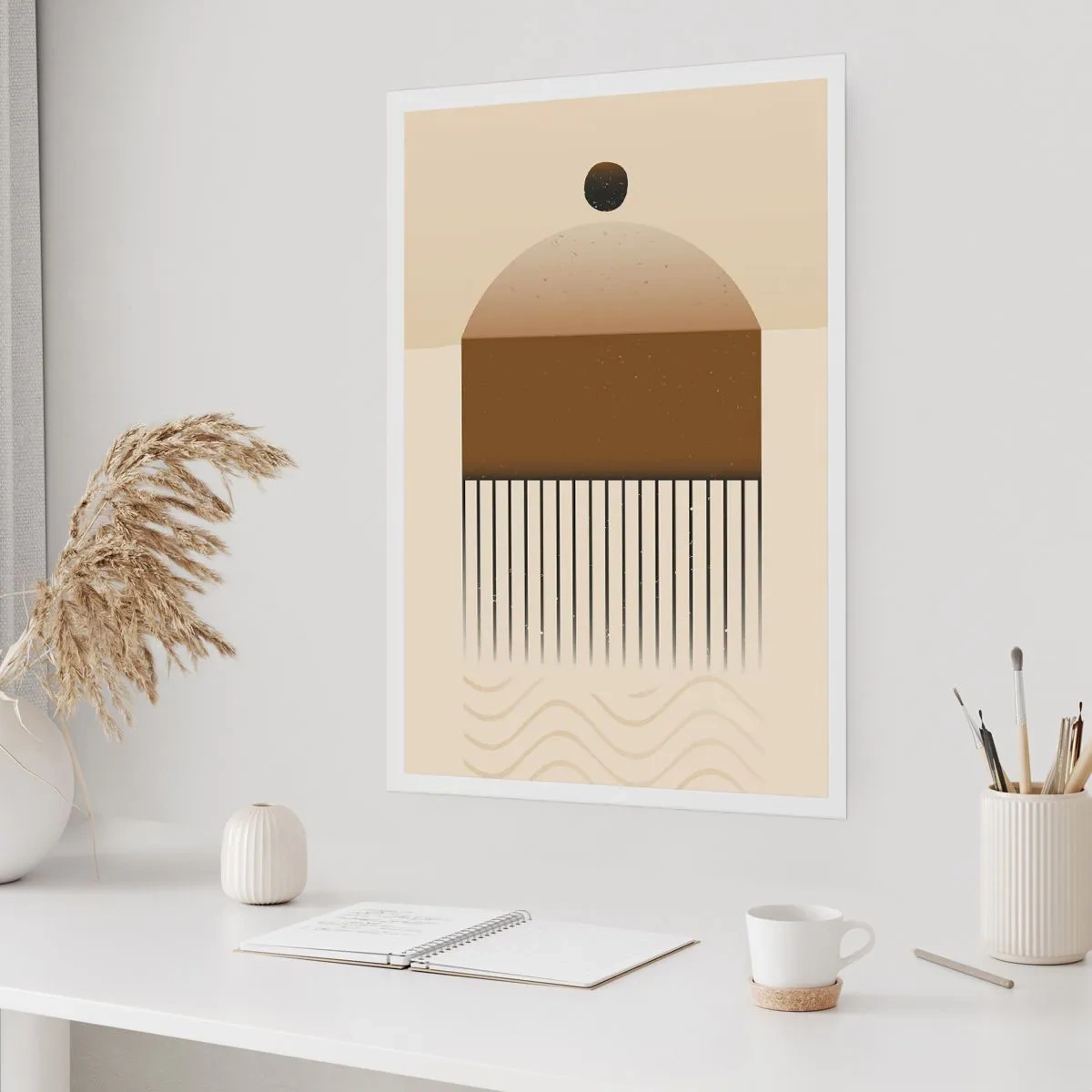 Poster - Minimalistische Abstraktion in Braun- und Beigetönen - 50x70cm - Verschiedene Staaten - Moderne Wanddekoration für Wohnzimmer und Schlafzimmer ARTTOR