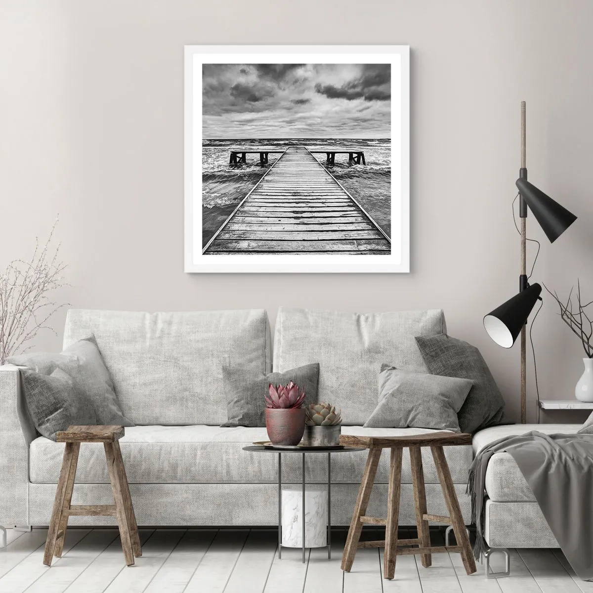 Poster in einem weißen Rahmen - Ich warte darauf, dass der Wind wegjagt... - 30x30 cm