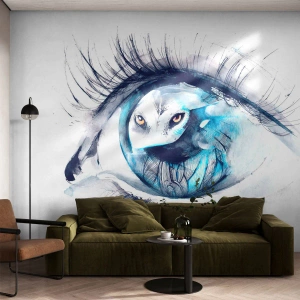 Fototapete Standard Eco - Auge in Auge mit Wildheit - Abstraktion, Auge, Eule - 350x256 cm