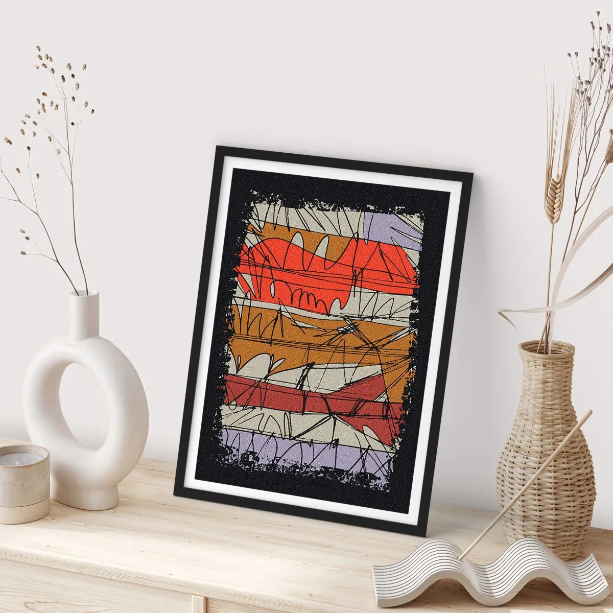 Poster in einem schwarzem Rahmen - Spontane Komposition - 70x100 cm