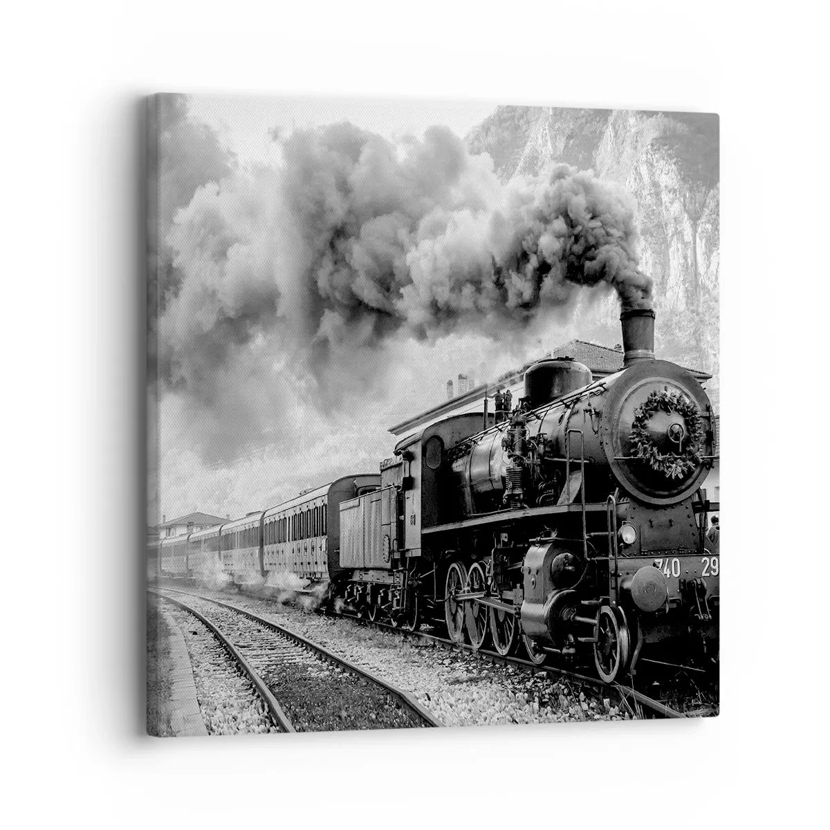 Bild auf Leinwand - Leinwandbild - Steht am Bahnhof ... - 30x30 cm