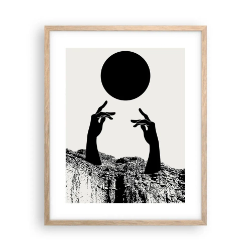 Poster in einem Rahmen aus heller Eiche - Surrealistische Komposition: die Sonne und der Rest - 40x50 cm