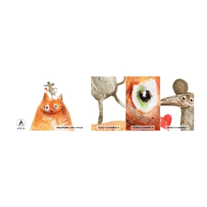 Fototapeten Muster Selbstklebend Deluxe Sticker - Paradoxien der Liebe - Für Kinder, Maus, Katze - 100x30 cm