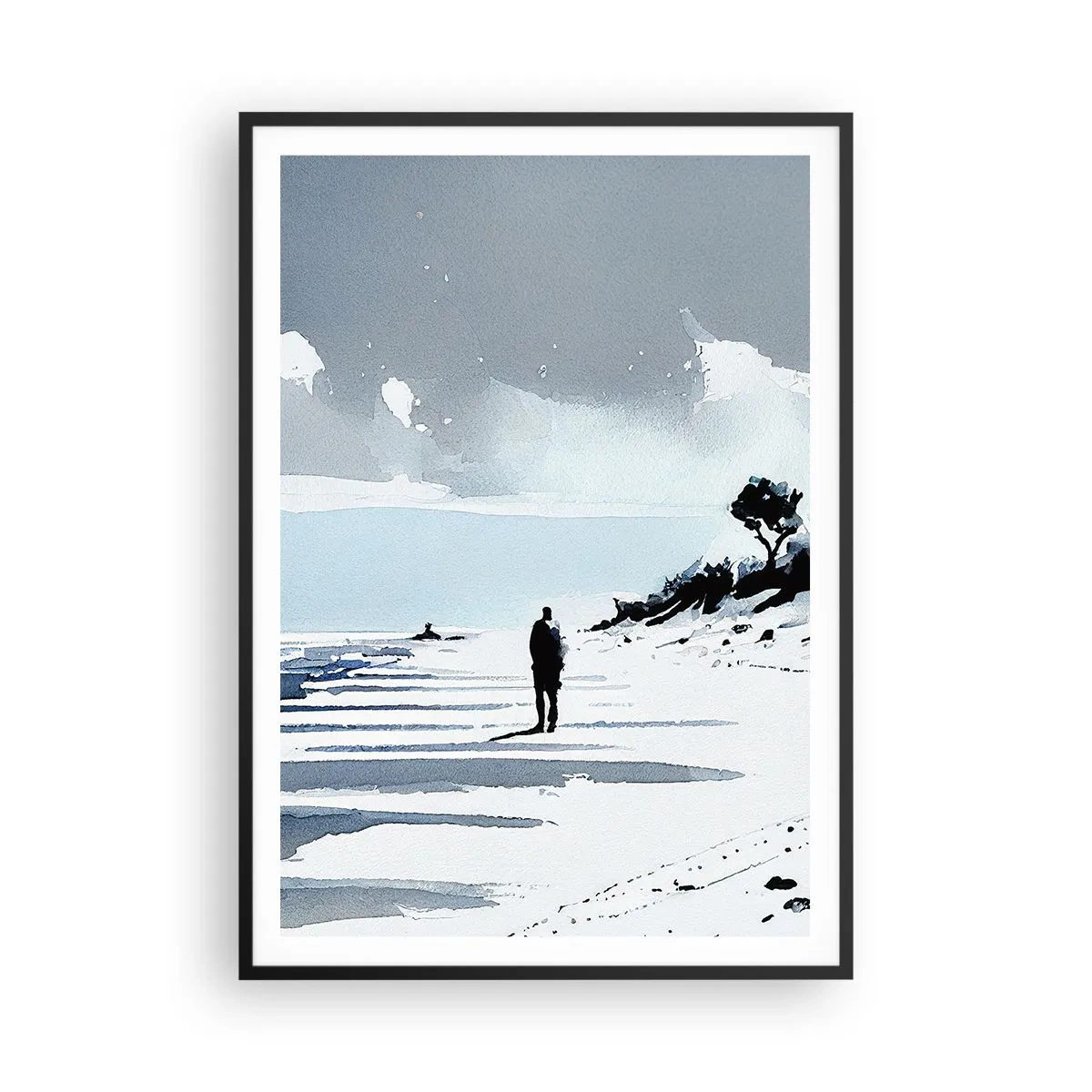 Poster in einem schwarzem Rahmen - Allein sein - 70x100 cm