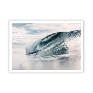 Poster - Eine Meereswelle, eingefangen in einem dynamischen Moment vor dem Himmel - 100x70cm - Wasserspitze - Moderne Wanddekoration für Wohnzimmer und Schlafzimmer ARTTOR