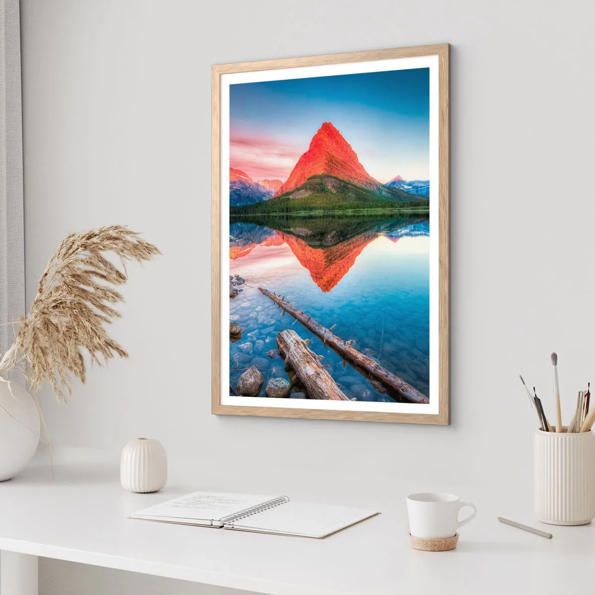 Poster in einem Rahmen aus heller Eiche - Hitze und Kälte - 50x70 cm