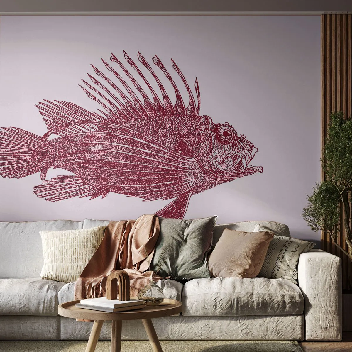 Selbstklebende Fototapete Deluxe Sticker - Bewohner exotischer Gewässer - Fisch, Rotfeuerfisch, Tropisch - 350x256 cm