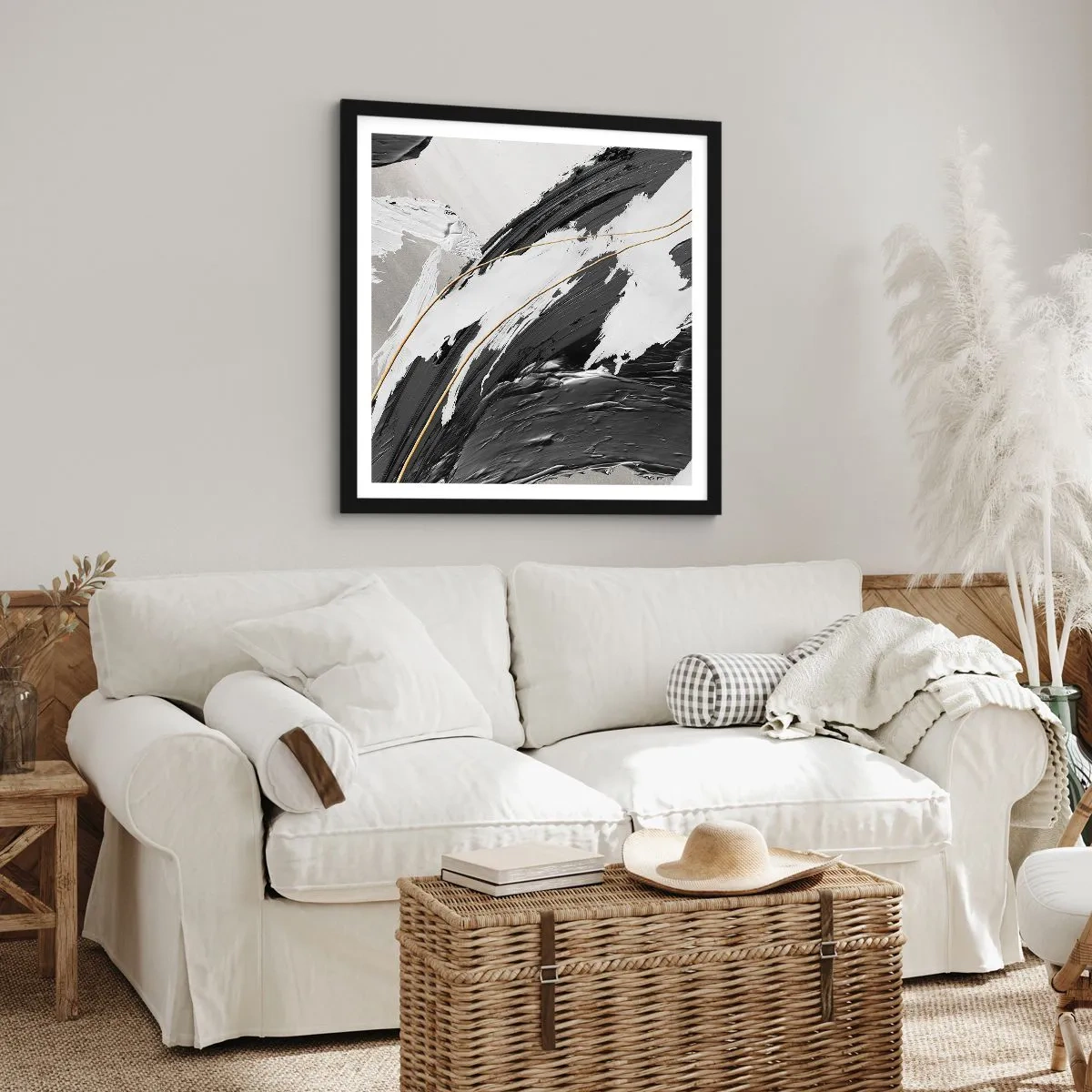 Poster in einem schwarzem Rahmen - Abstraktion in großem Stil - 60x60 cm