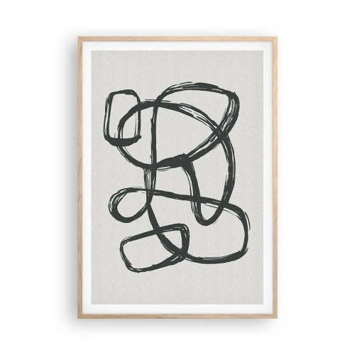 Poster in einem Rahmen aus heller Eiche - Schleifenabstraktion - 70x100 cm