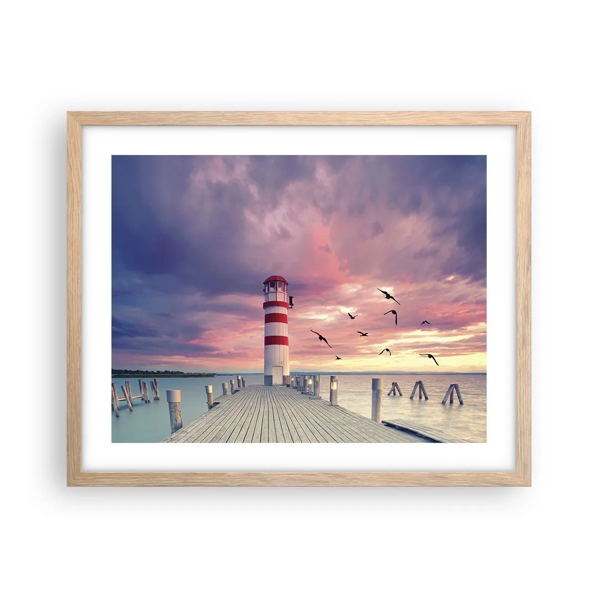 Poster in einem Rahmen aus heller Eiche - Es ist Zeit zum Hafen zu gehen - 50x40 cm