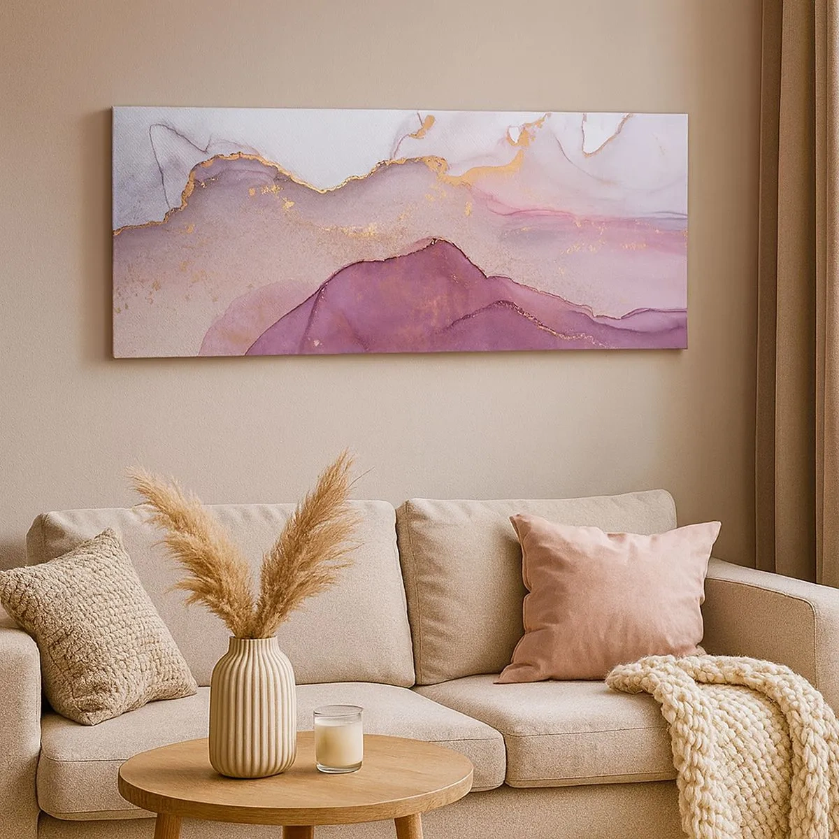 Bild auf Leinwand - Leinwandbild - Violett und lila Wellen - 100x40 cm