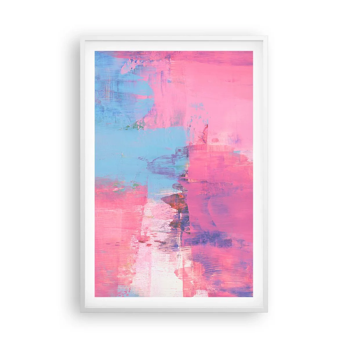 Poster in einem weißen Rahmen - Rosa, Blau und eine Prise Licht - 61x91 cm