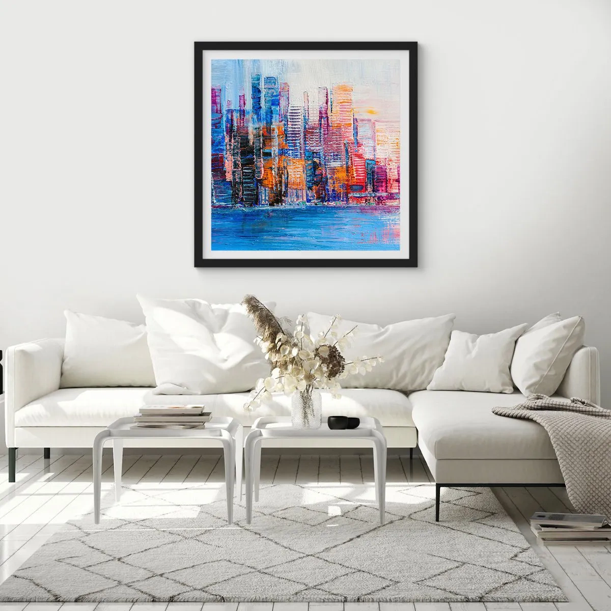 Poster in einem schwarzem Rahmen - Fröhliche Metropole - 30x30 cm