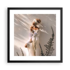 Poster in einem schwarzem Rahmen - Die Sonne und das Mädchen - 40x40 cm