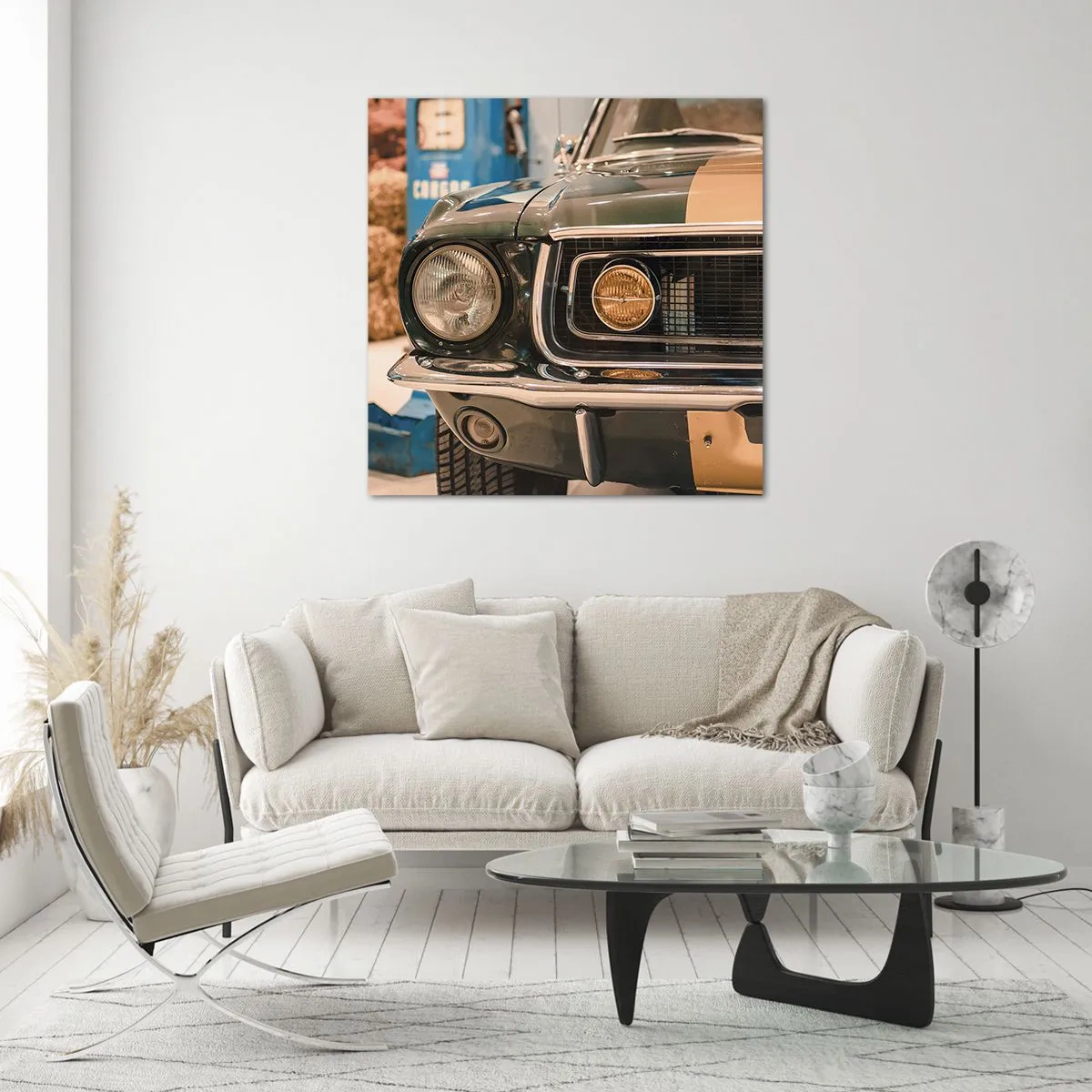 Glasbild - Bild auf glas - Treffen mit einer Legende - 70x70 cm