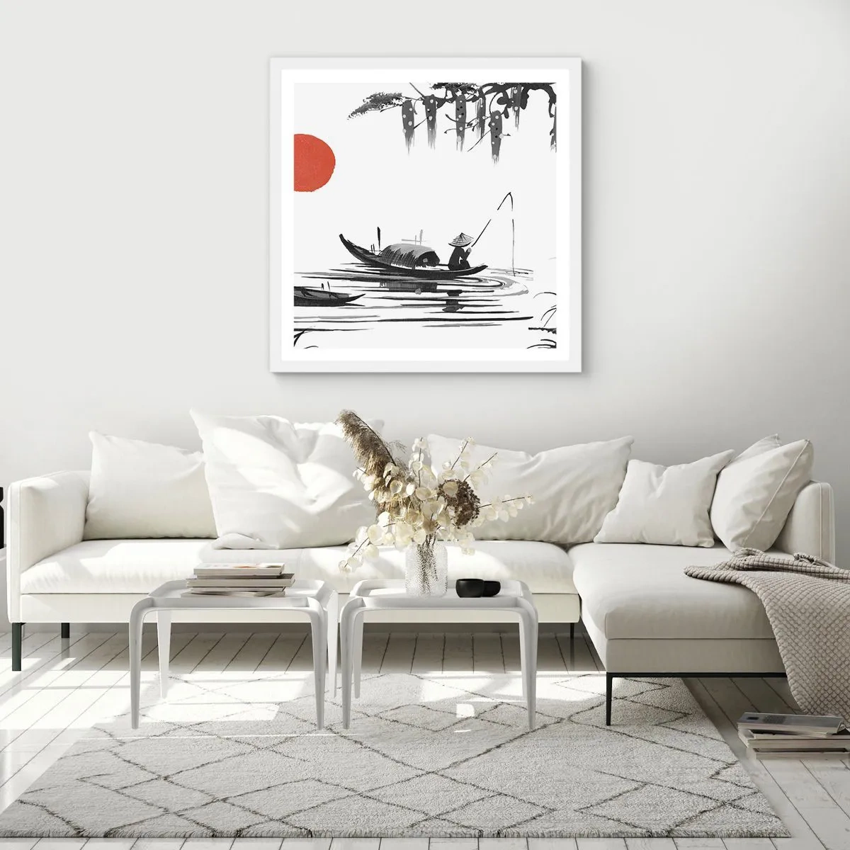 Poster in einem weißen Rahmen - Asiatischer Nachmittag - 50x50 cm