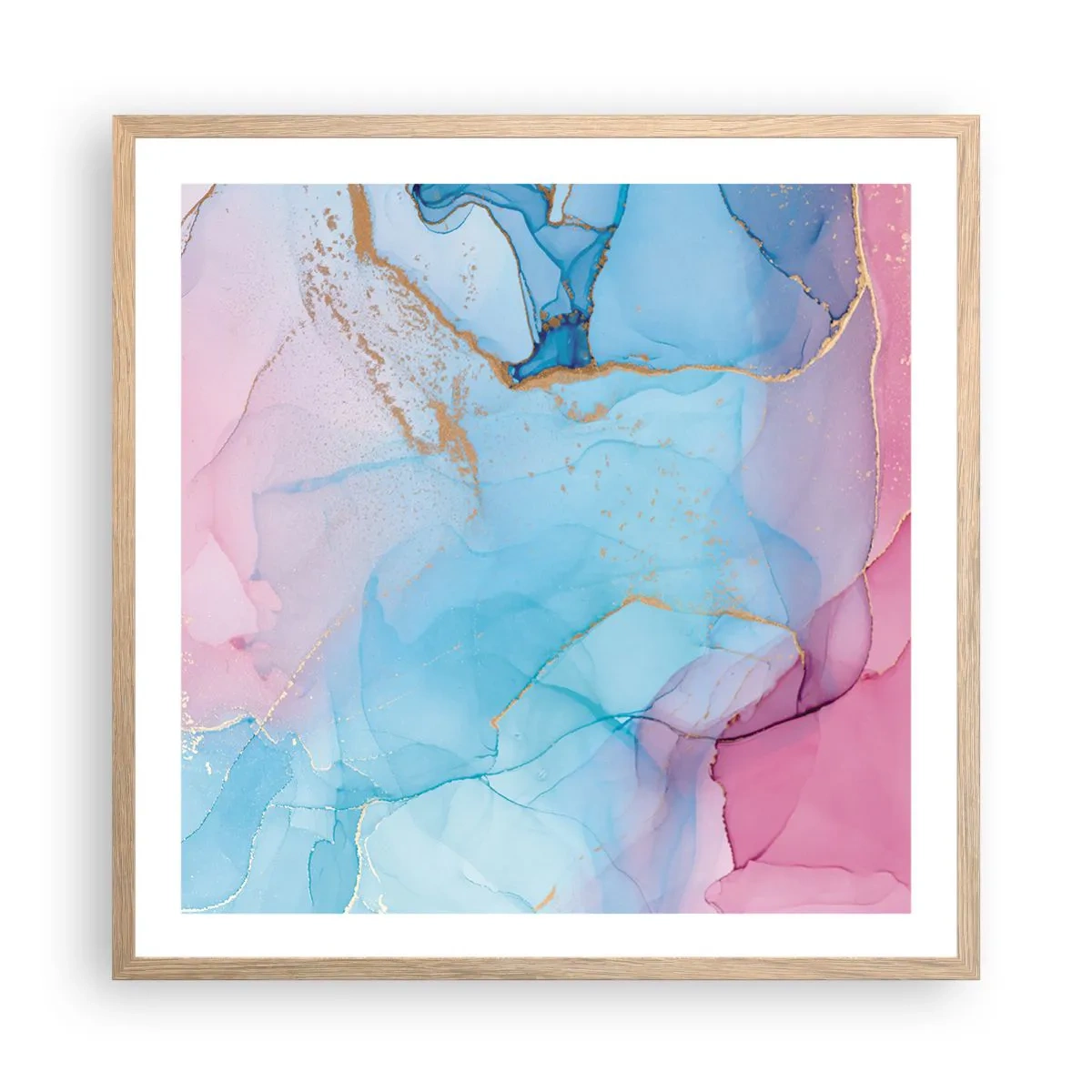 Poster in einem Rahmen aus heller Eiche - Begegnung und Durchdringung - 60x60 cm