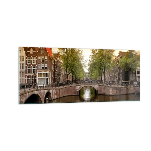 Glasbild - Bild auf glas - Mit dem Boot oder mit dem Fahrrad? - 100x40 cm