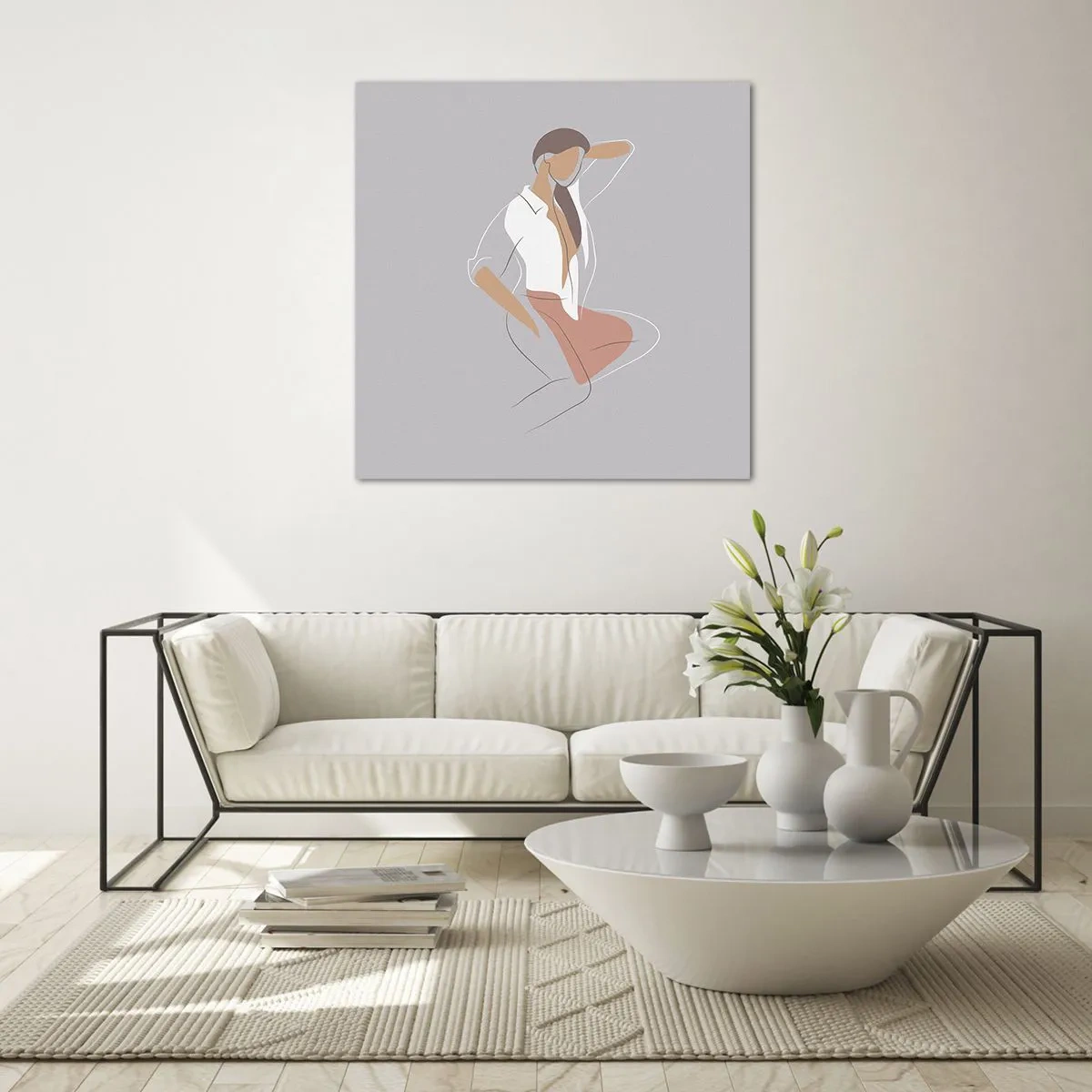 Glasbild - Bild auf glas - Umriss der Anmut - 50x50 cm