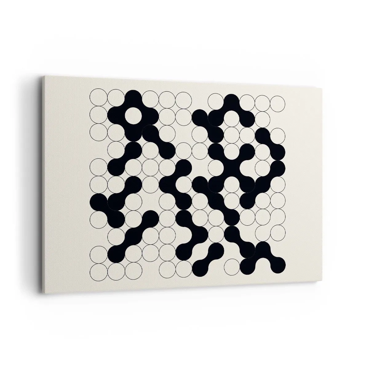 Bild auf Leinwand - Leinwandbild - Schwarz-weiße Muster mit Kreisen auf hellem Hintergrund - 100x70cm - Chinesisches Spiel – Variation - Moderne Wanddekoration für Wohnzimmer und Schlafzimmer ARTTOR
