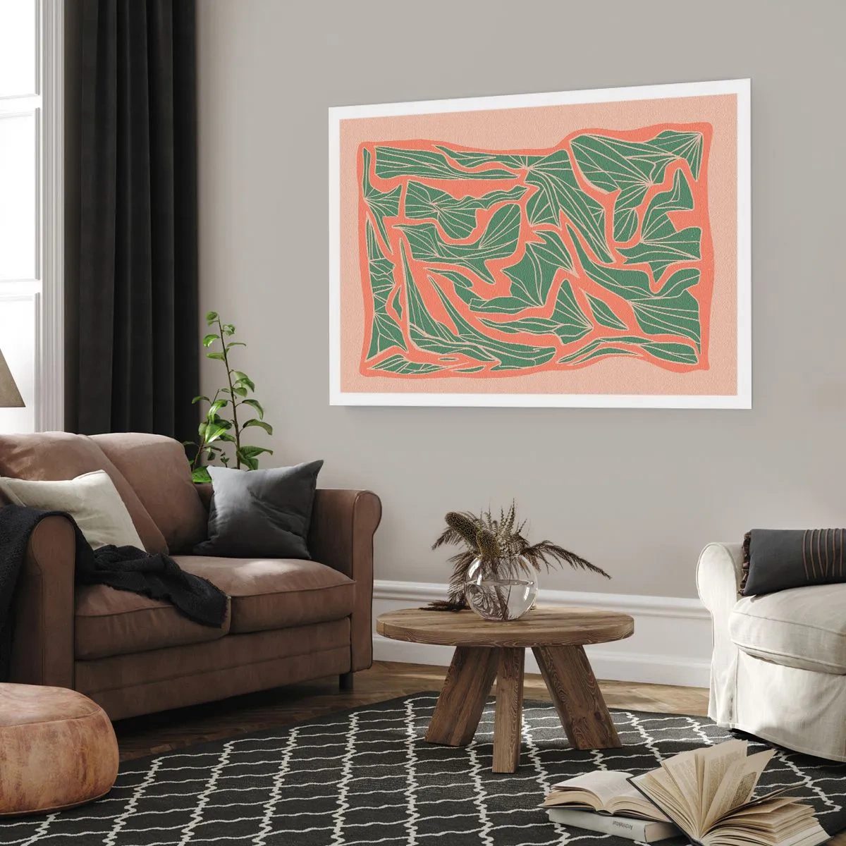 Poster - Kampf zwischen Korallen und Grün - 40x30 cm