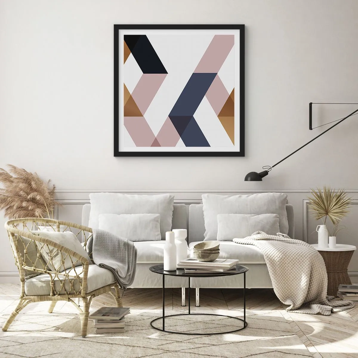Poster in einem schwarzem Rahmen - Ebenen und Winkel - 60x60 cm