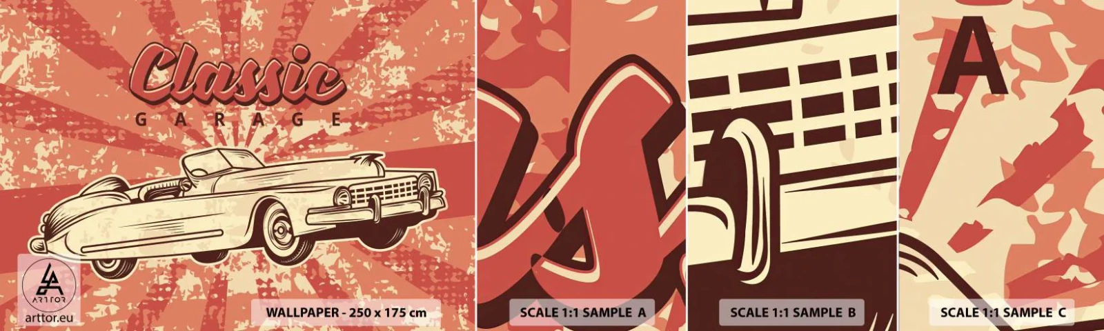 Fototapeten Muster Selbstklebend Deluxe Sticker - Und im Radio, Elvis - Auto, Cabriolet, Reisen - 100x30 cm