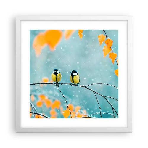 Poster in einem weißen Rahmen - Vogelklatsch - 40x40 cm