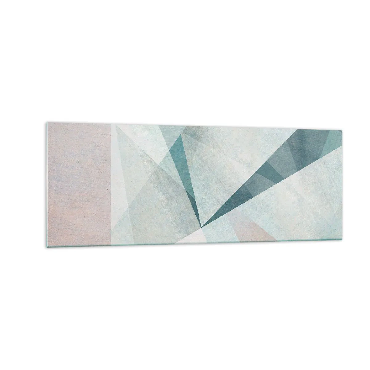 Glasbild - Bild auf glas - Geometrische Formen in Pastelltönen von Blau und Grau - 140x50cm - Einfach aber dynamisch - Moderne Wanddekoration für Wohnzimmer und Schlafzimmer ARTTOR