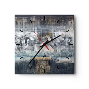 Wanduhr - Glasuhr - Abstrakte Komposition in kühlen Tönen - 30x30cm - Wie auf Eis, wie nach Dezember - Moderne Wanddekoration für Wohnzimmer und Schlafzimmer ARTTOR