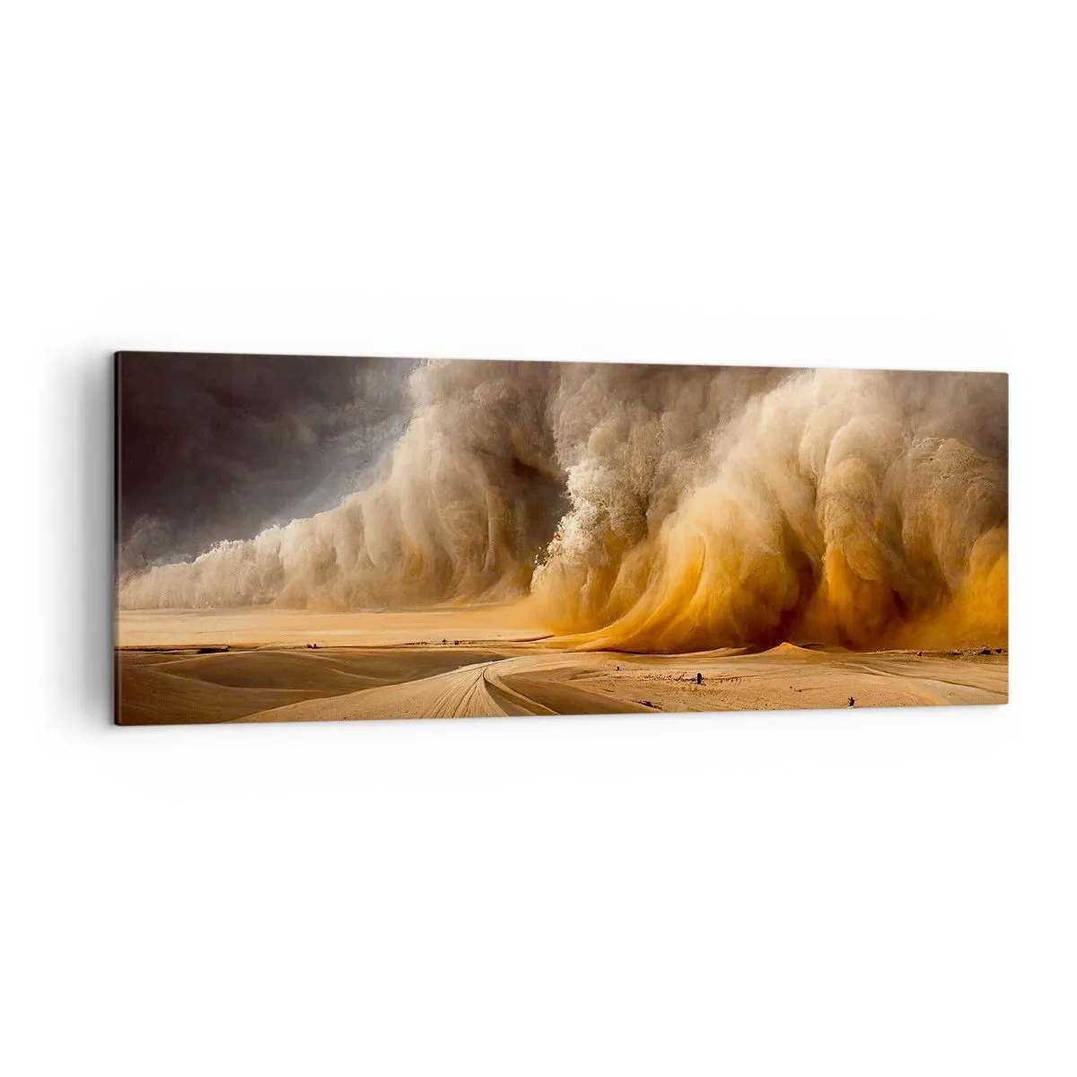 Bild auf Leinwand - Leinwandbild - Beeindruckender Sandsturm in der Wüste - 140x50cm - Zorn der Wüste - Moderne Wanddekoration für Wohnzimmer und Schlafzimmer ARTTOR