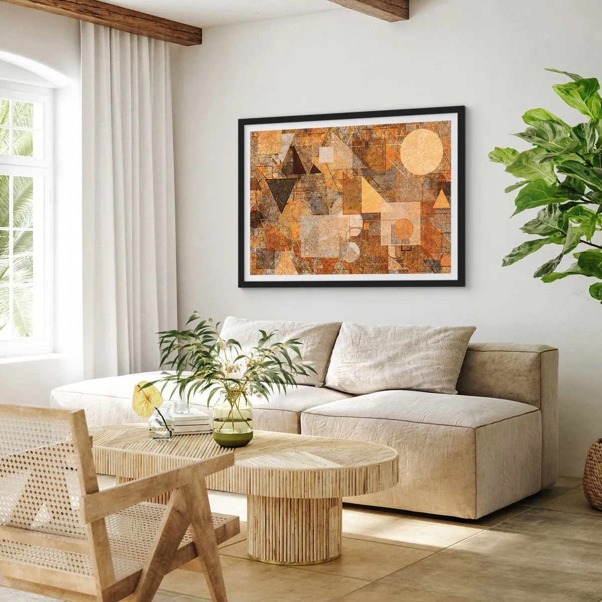 Poster in einem schwarzem Rahmen - Eine kubistische Studie aus Bronze - 91x61 cm