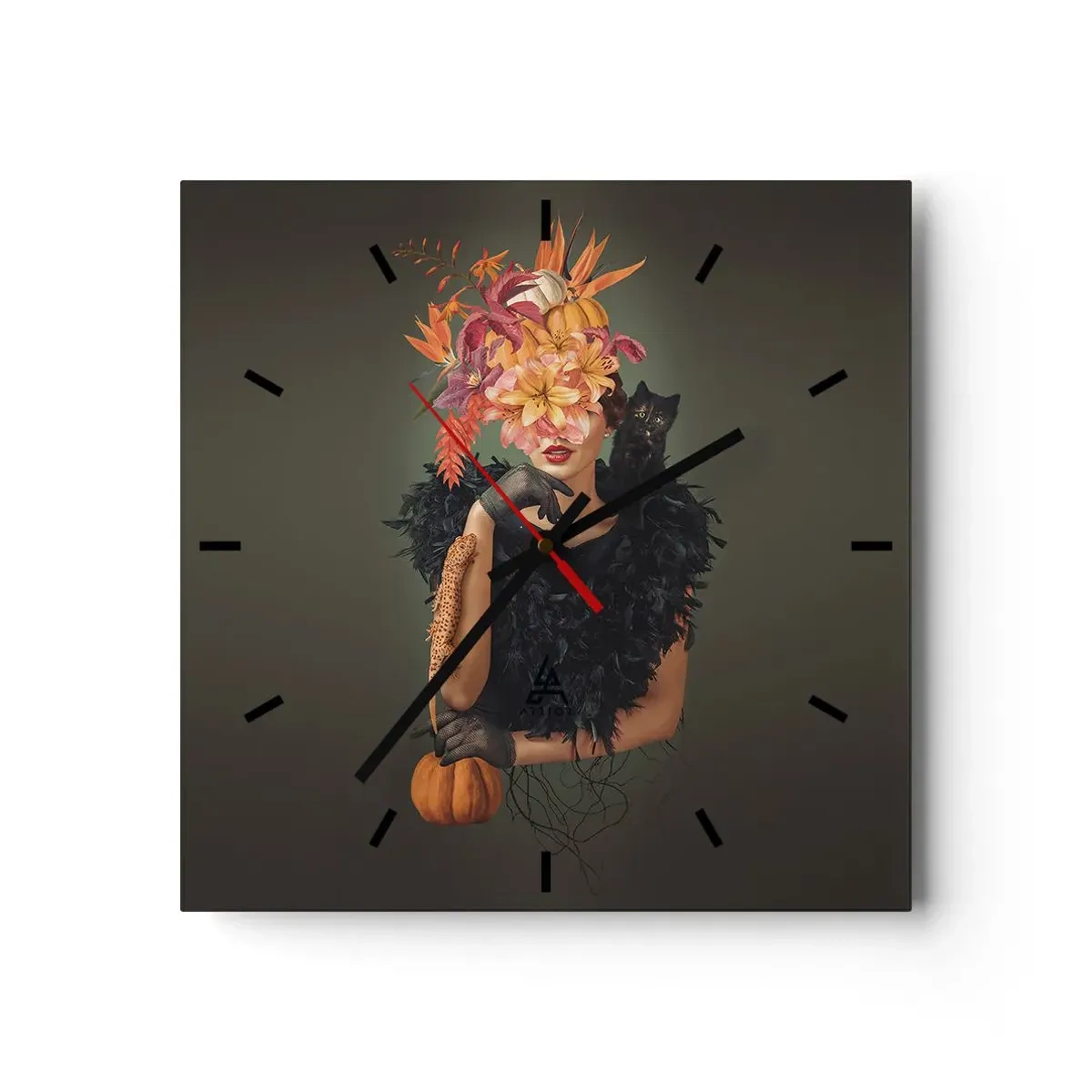 Wanduhr - Glasuhr - Der Zauber einer Hexe - 40x40 cm