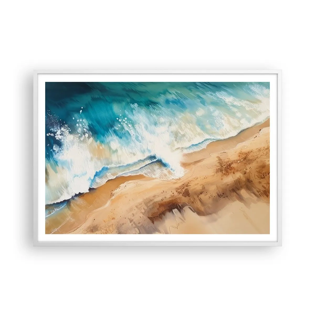Poster in einem weißen Rahmen - Zurückkehrende Welle - 100x70 cm