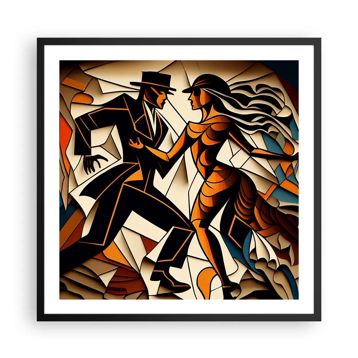Poster in einem schwarzem Rahmen - Tanz der Passion und Leidenschaft - 60x60 cm