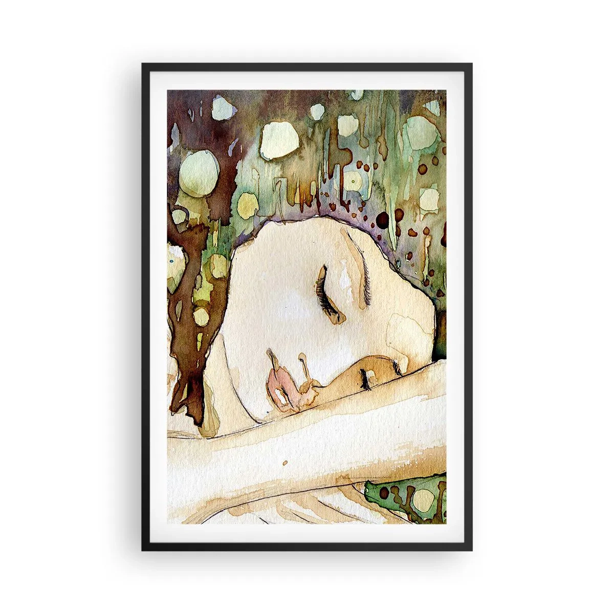 Poster in einem schwarzem Rahmen - Ein smaragd-violetter Traum - 61x91 cm