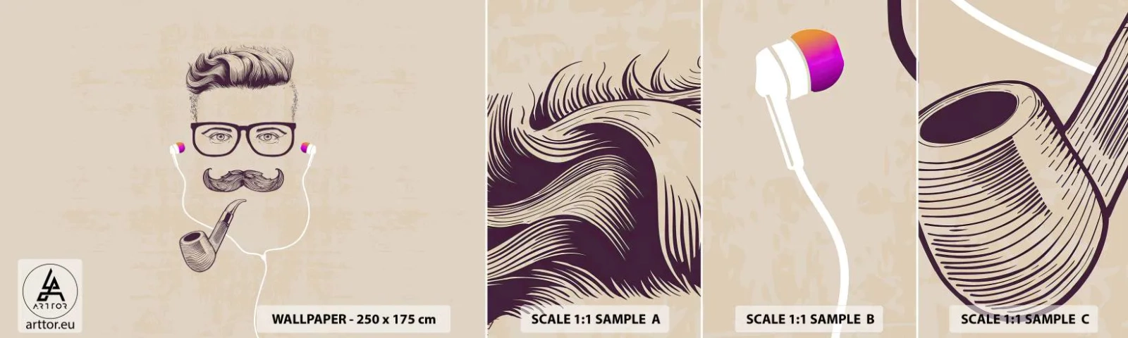 Fototapeten Muster Selbstklebend Deluxe Sticker - Ein echter Mann? - Mann, Abstraktion, Rohr - 100x30 cm