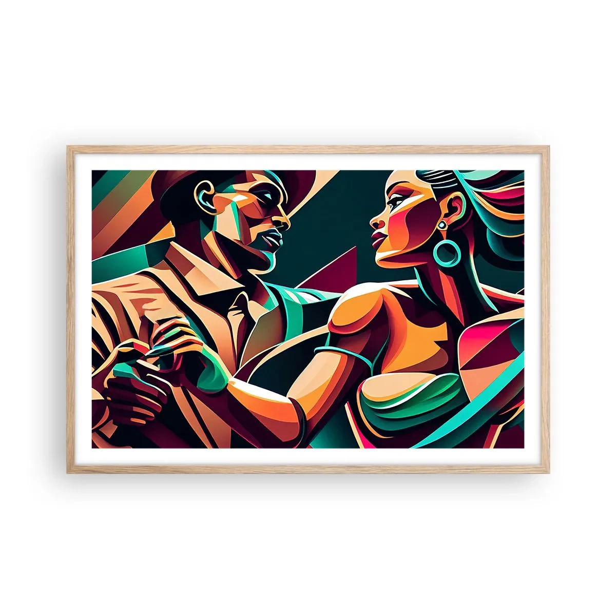 Poster in einem Rahmen aus heller Eiche - Im Rhythmus des Herzens - 91x61 cm