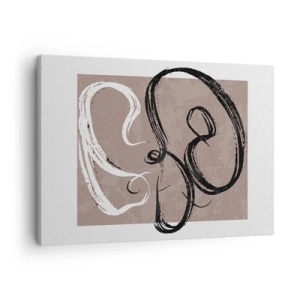 Bild auf Leinwand - Leinwandbild - Schwarz-weiße Abstraktion auf beigem Hintergrund - 70x50cm - Komposition – die Suche nach Fülle - Moderne Wanddekoration für Wohnzimmer und Schlafzimmer ARTTOR