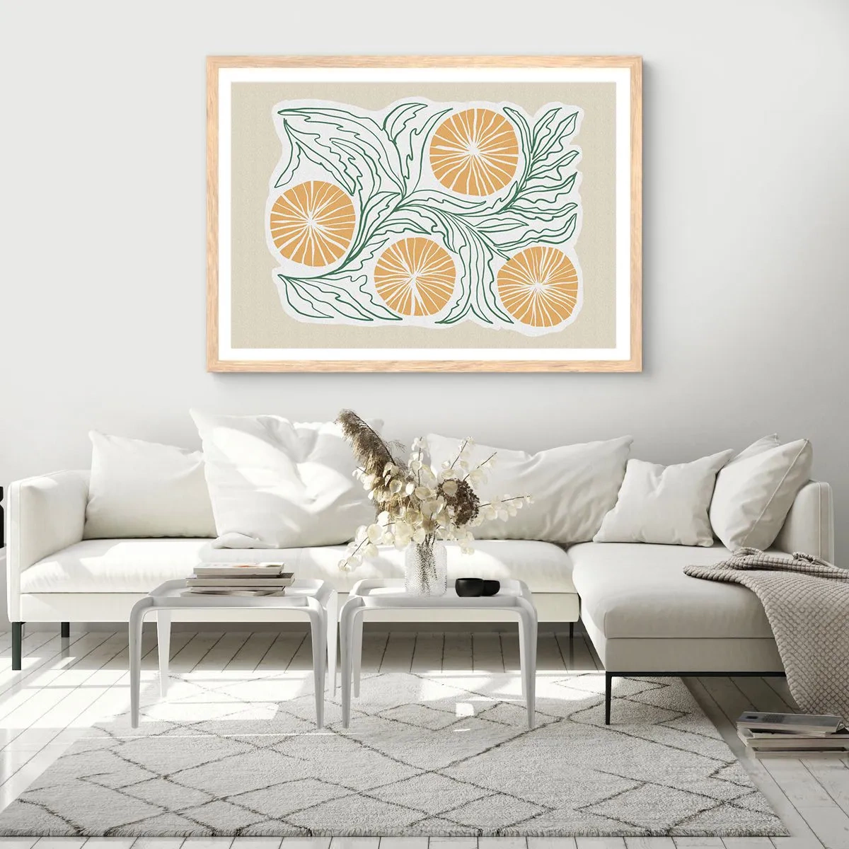 Poster in einem Rahmen aus heller Eiche - Ethnisch mit einem Hauch von Abstraktion - 100x70 cm