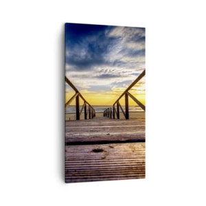 Bild auf Leinwand - Leinwandbild - Direkt zum ruhigen Strand bei Sonnenuntergang - 45x80 cm