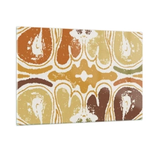 Glasbild - Bild auf glas - Symmetrische Abstraktion in warmen Erdtönen - 120x80cm - Sentimentale Abstraktion - Moderne Wanddekoration für Wohnzimmer und Schlafzimmer ARTTOR