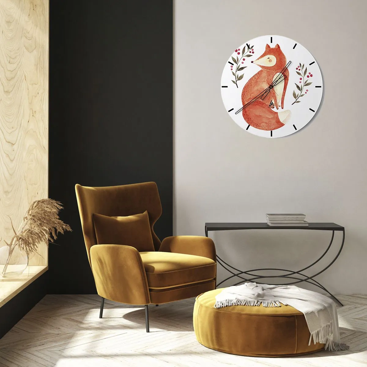 Wanduhr - Glasuhr - Kleine Rothaarige - 40x40 cm