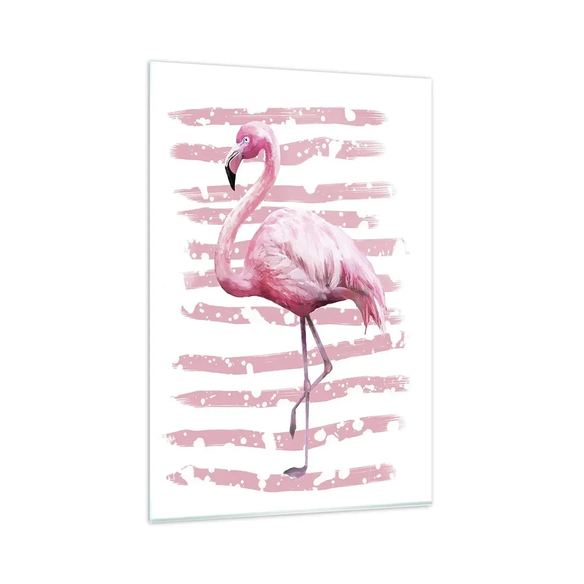 Glasbild - Bild auf glas - Flamingo auf rosa Hintergrund im minimalistischen Stil - 80x120cm - In Würde, aber in Pink - Moderne Wanddekoration für Wohnzimmer und Schlafzimmer ARTTOR
