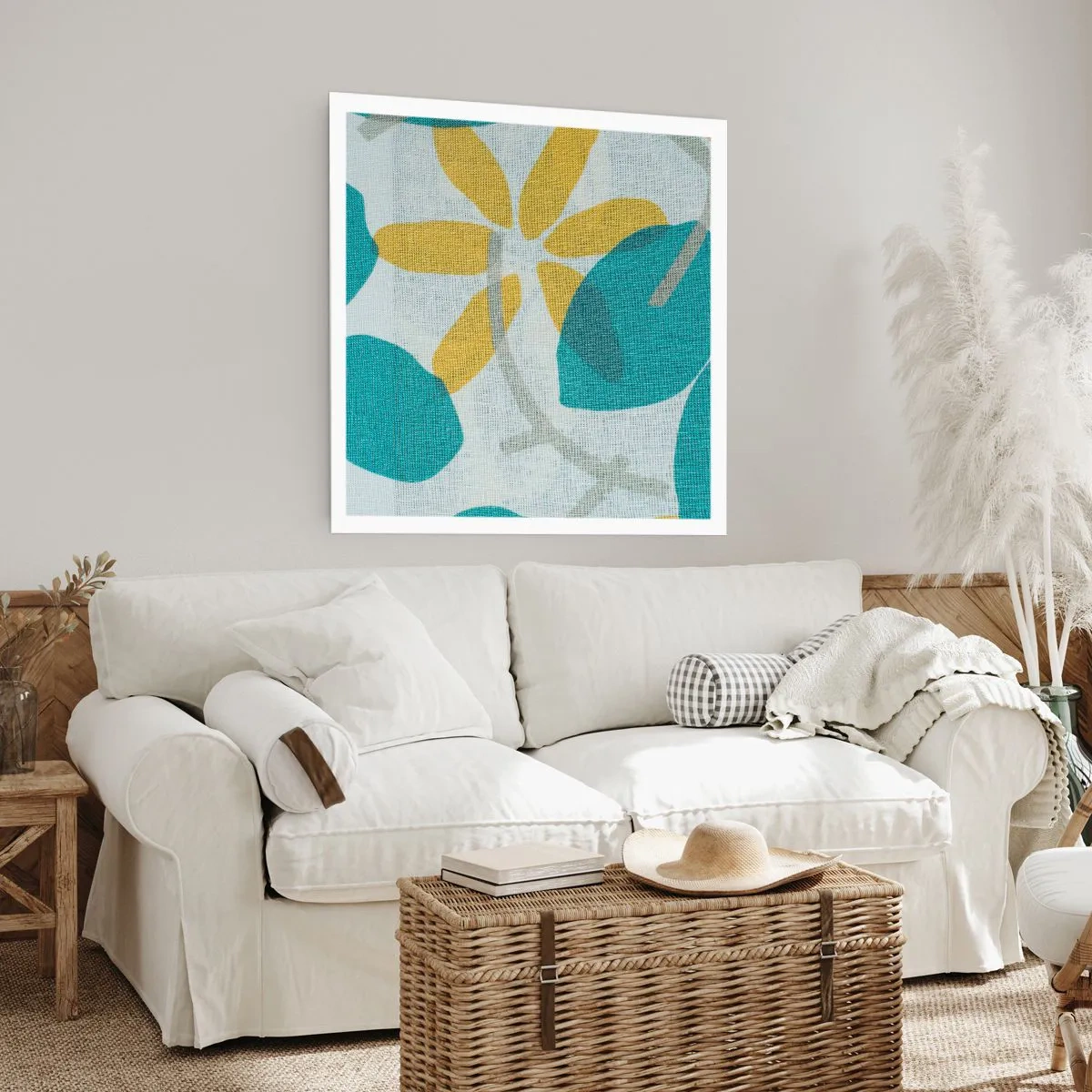 Poster - Unter den azurblauen Blättern - 60x60 cm