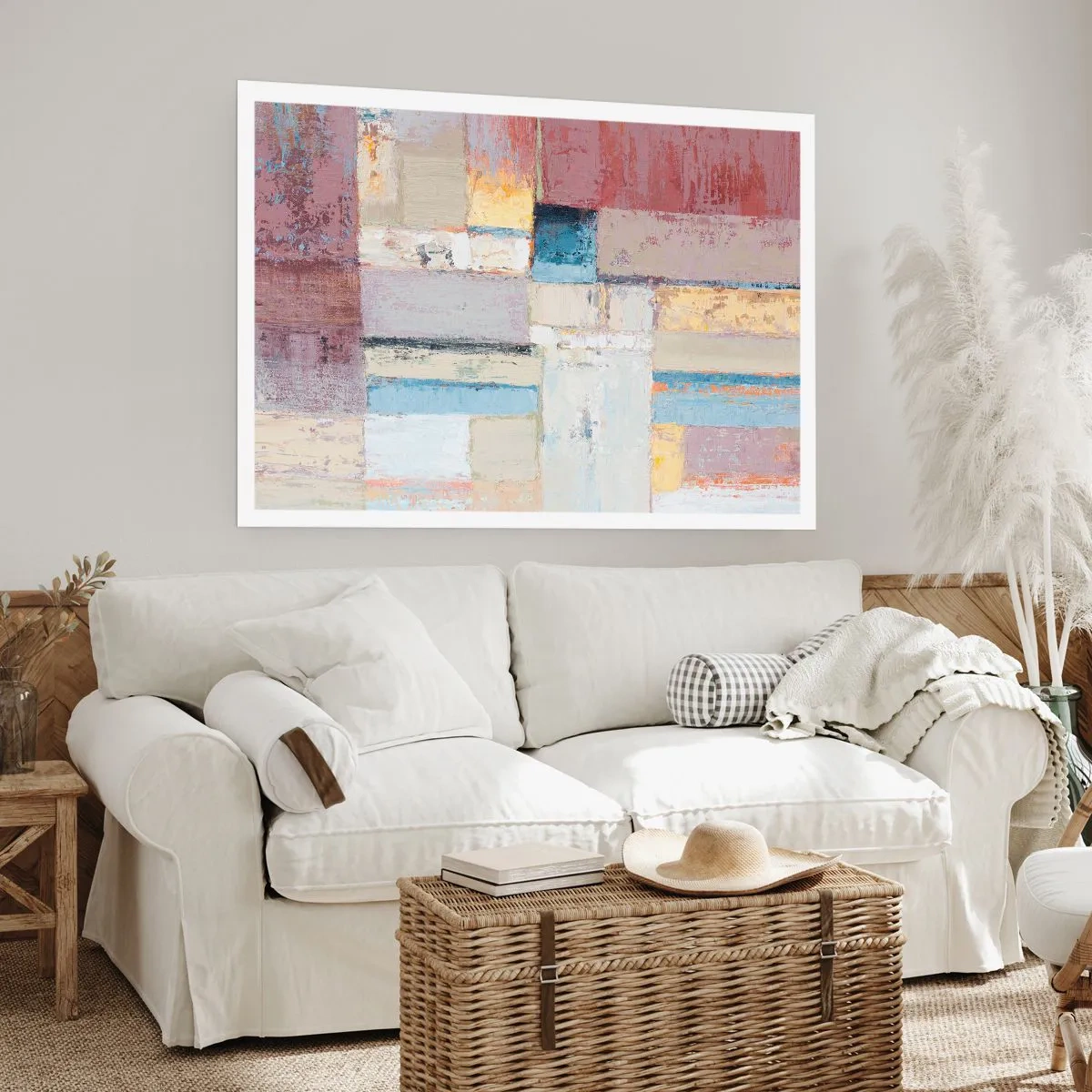 Poster - Geometrische Komposition in Pastellfarben - 100x70cm - Ruhe der Geometrie - Moderne Wanddekoration für Wohnzimmer und Schlafzimmer ARTTOR